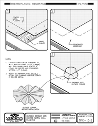 TPC-15.6 TPO-PVC - Outside Corner with Coated Metal Wall Flashing CAD drawing