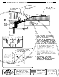 TPC-6.2 TPO-PVC - Roof Drain (Drain Sump Greater than 3" to 1 Horizontal Foot) CAD drawing