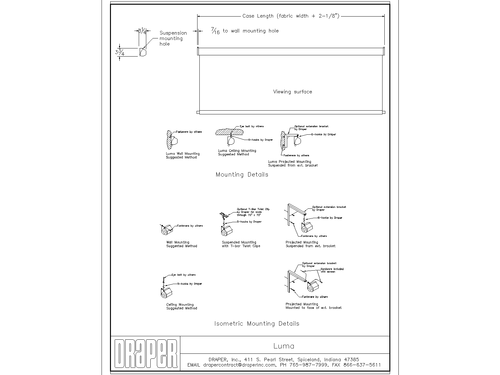 Downloads for Draper Inc., Cad files (ref Qautocad Projection Screens, 0) ARCAT