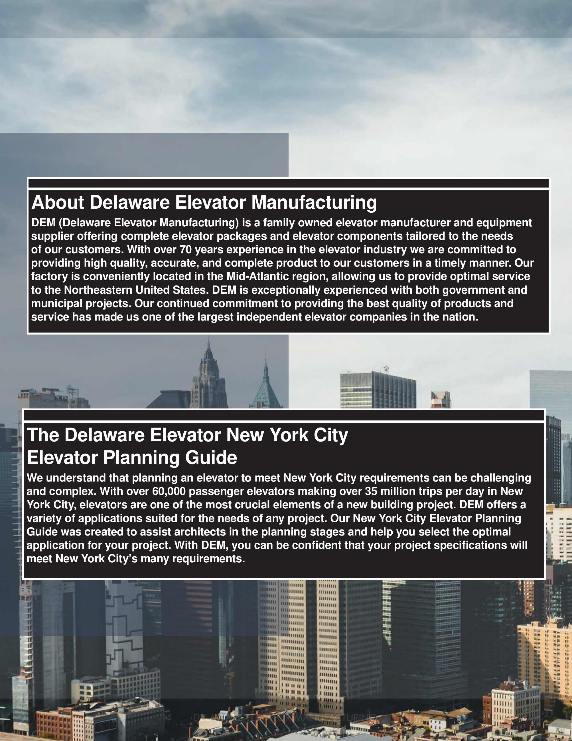 Delaware Elevator Manufacturing, Catalogs, New York Elevator Planning