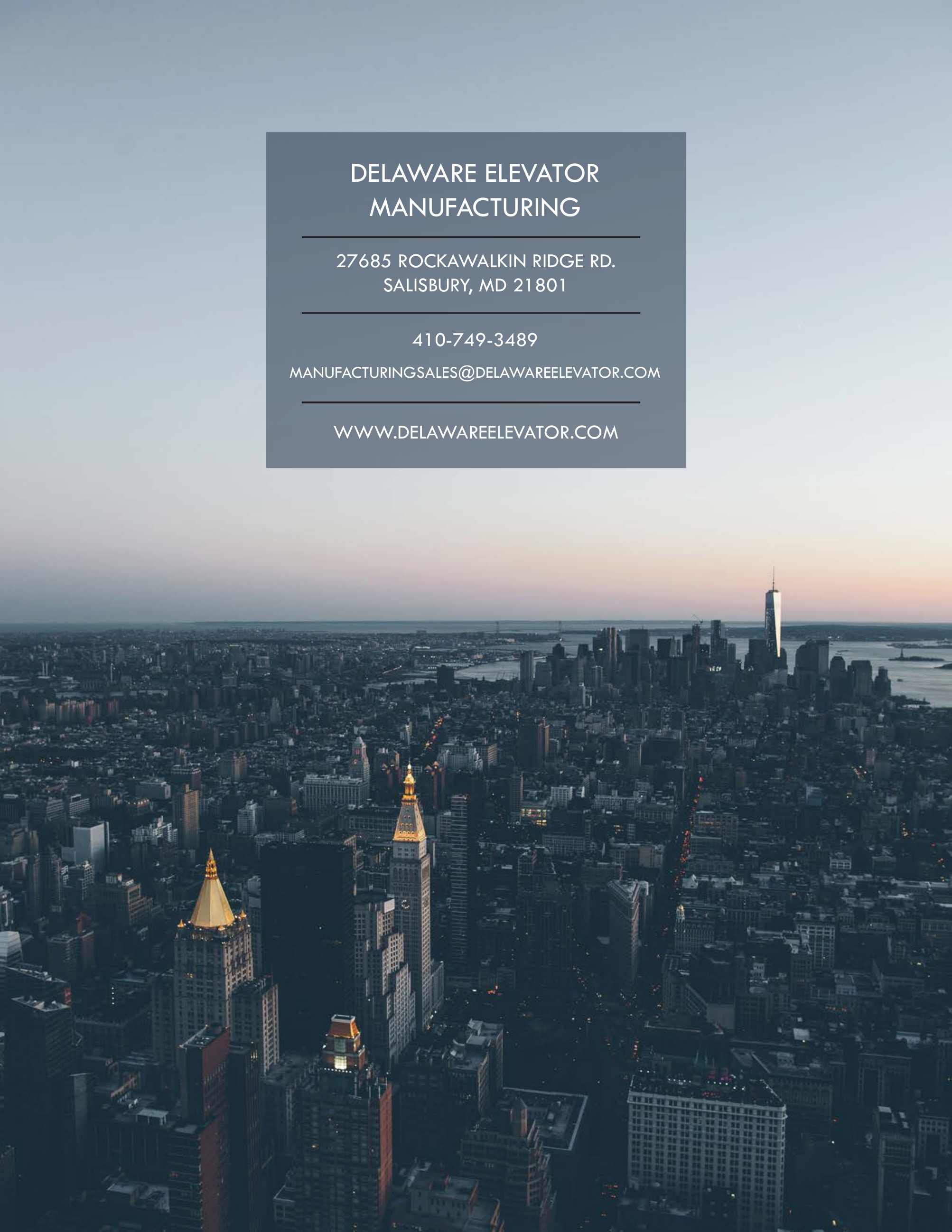 Delaware Elevator Manufacturing, Catalogs, New York Elevator Planning