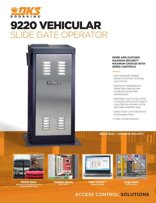 DoorKing, Catalogs, 9220vehicularslidegateoperator 2023 ARCAT