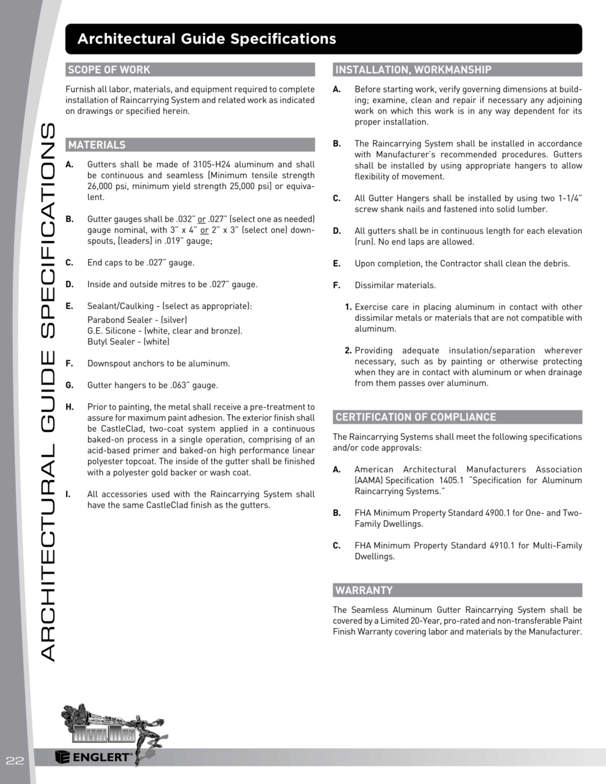 Englert, Inc., Catalogs, Gutter Product Catalog ARCAT