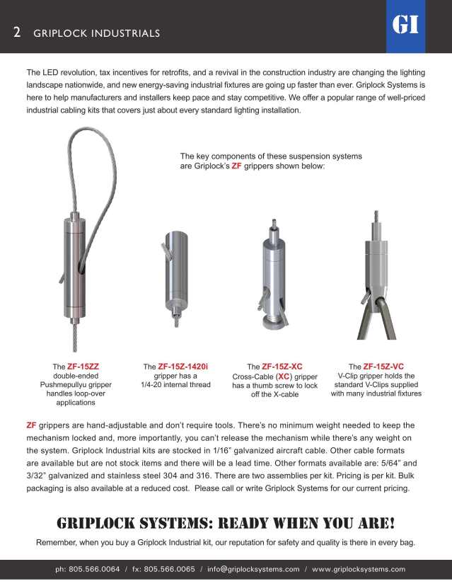 Griplock Systems, LLC, Catalogs, Cable Suspension Industrial Lighting