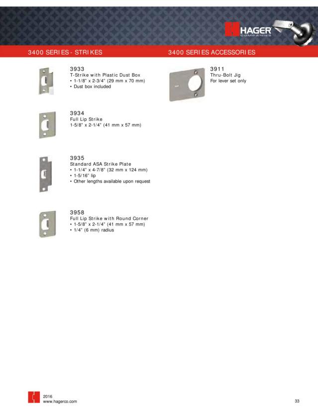 Hager Companies, Catalogs, Door Hardware Catalog ARCAT