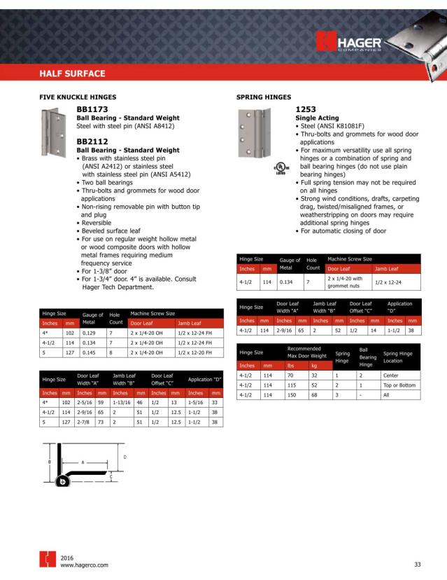 Hager Companies, Catalogs, Door Hardware Catalog ARCAT