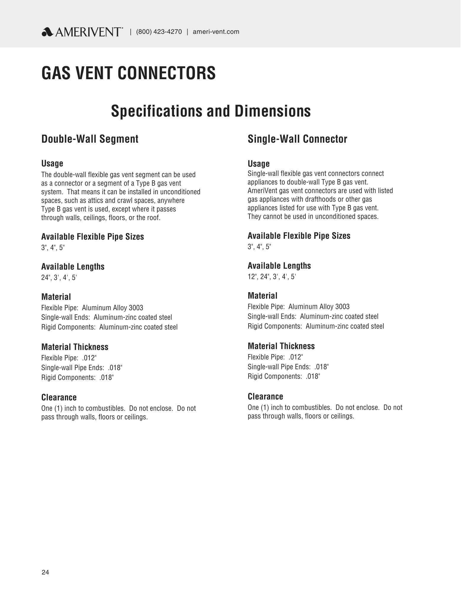 Hart & Cooley LLC, Catalogs, AMERIVENT Type B Gas Vent ARCAT