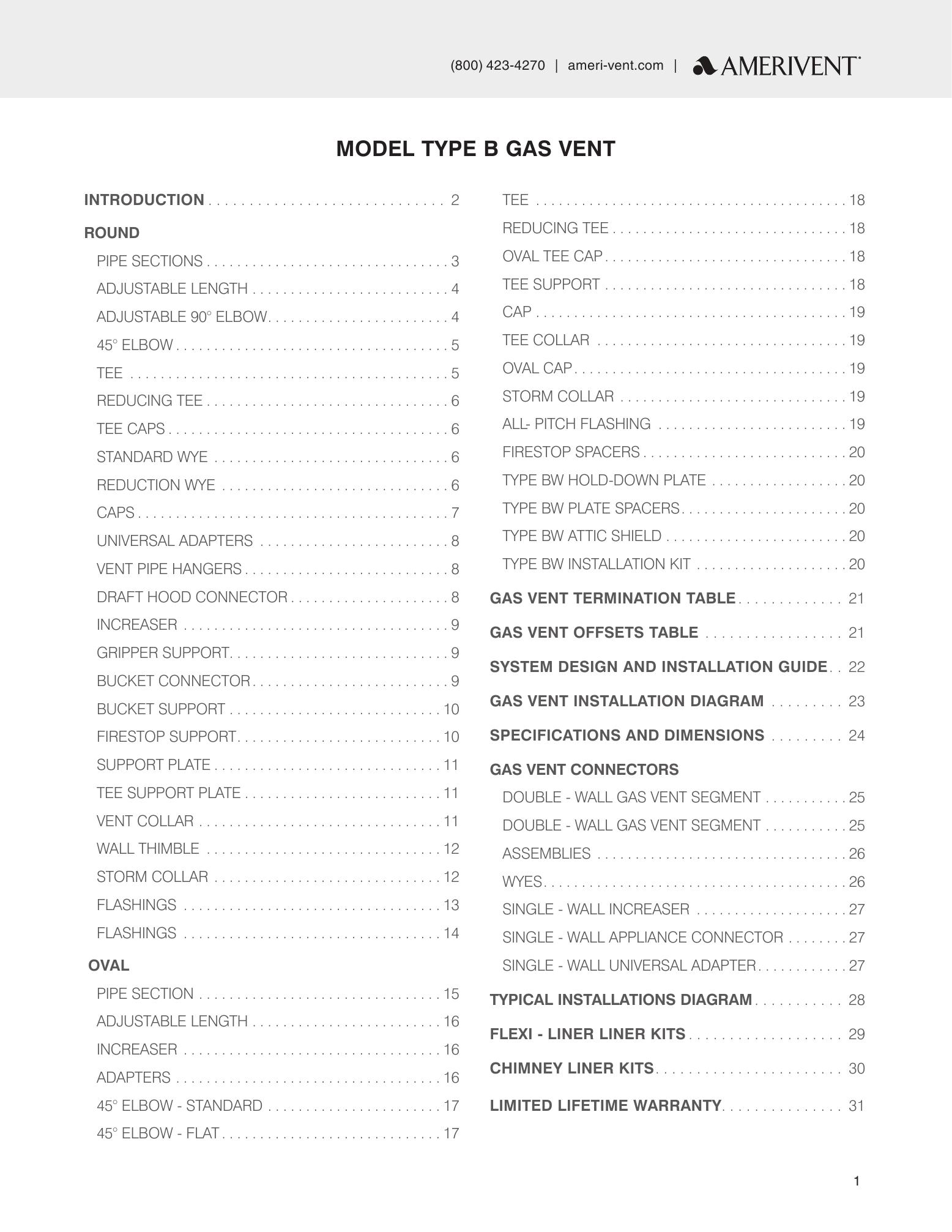 Hart & Cooley LLC, Catalogs, AMERIVENT Type B Gas Vent ARCAT