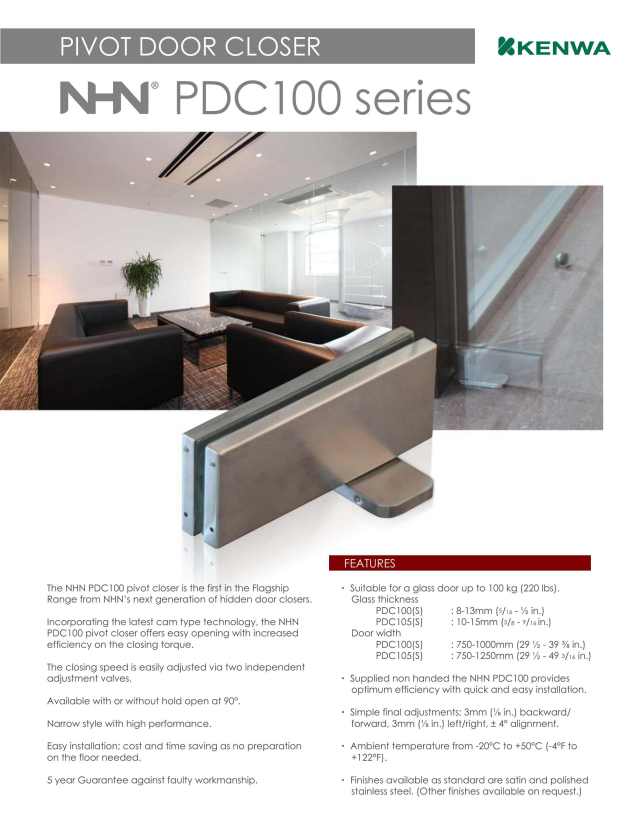 Kenwa Trading Corporation, Catalogs, Pivot Door Closer (Glass Door