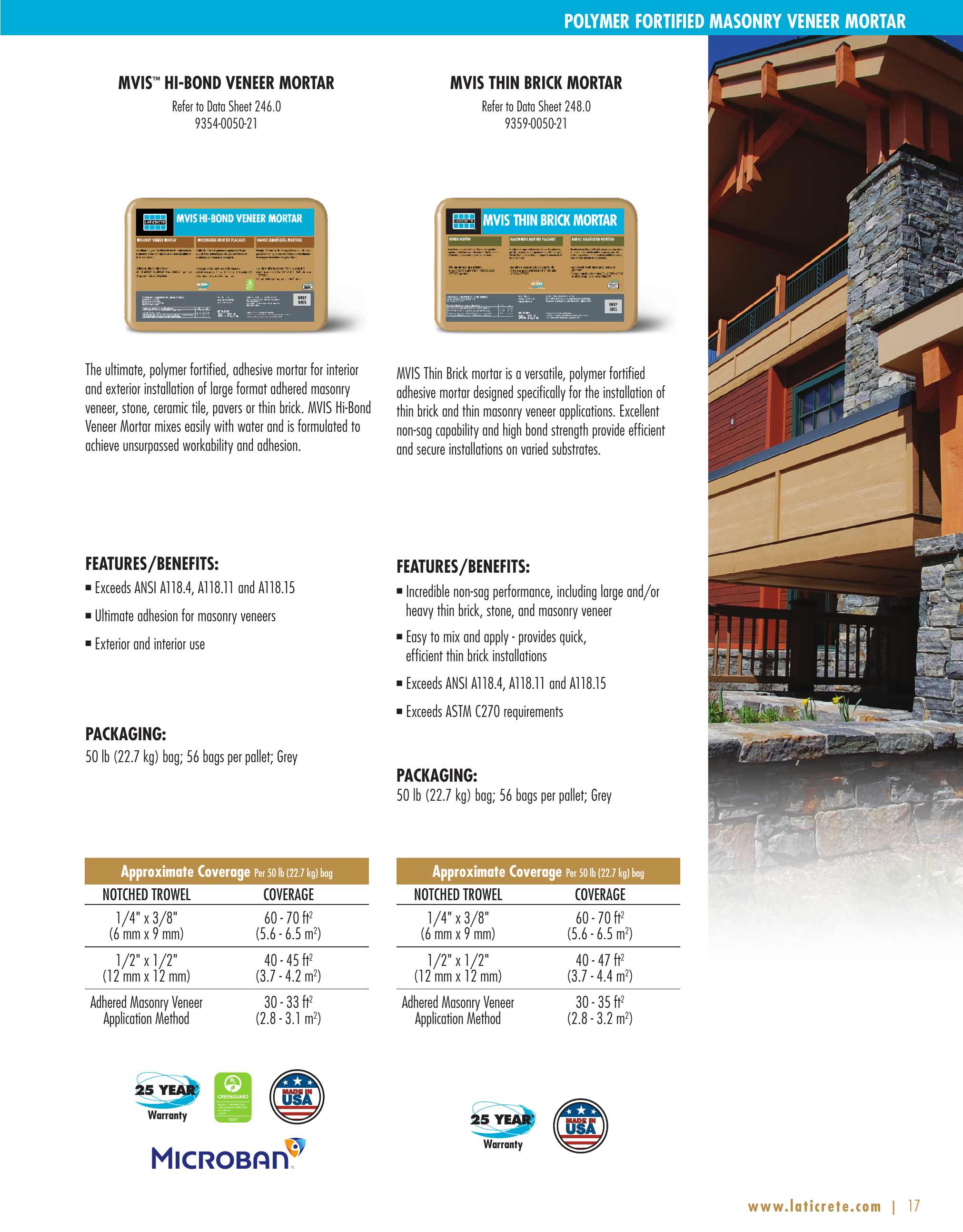 LATICRETE International, Inc., Catalogs, MASONRY VENEER INSTALLATION