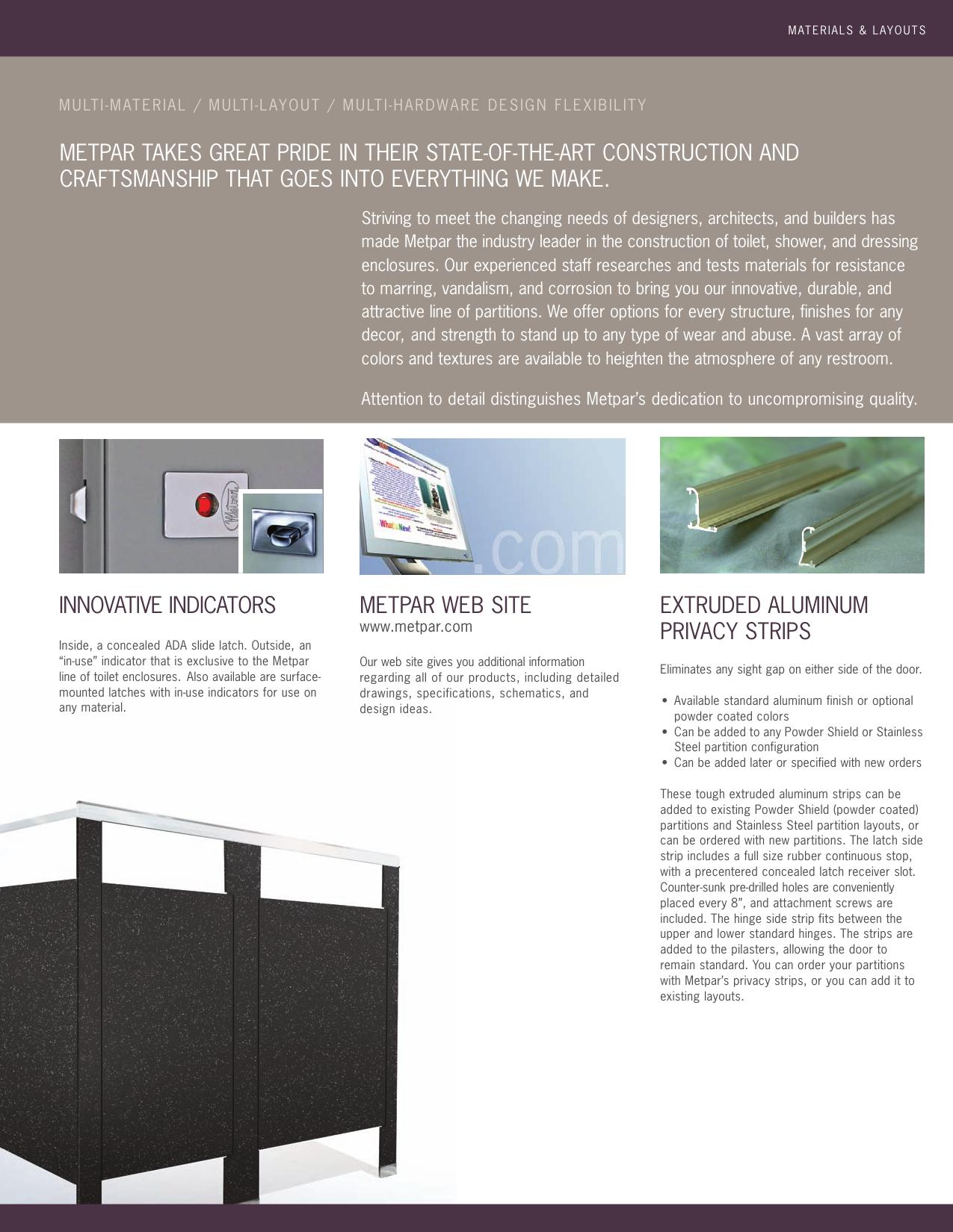 Metpar Corp., Catalogs, Toilet Compartments ARCAT