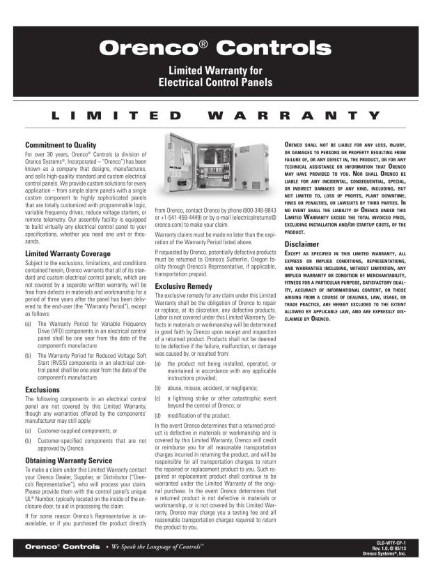 Orenco Systems, Inc., Catalogs, Controls & Monitoring Products ARCAT