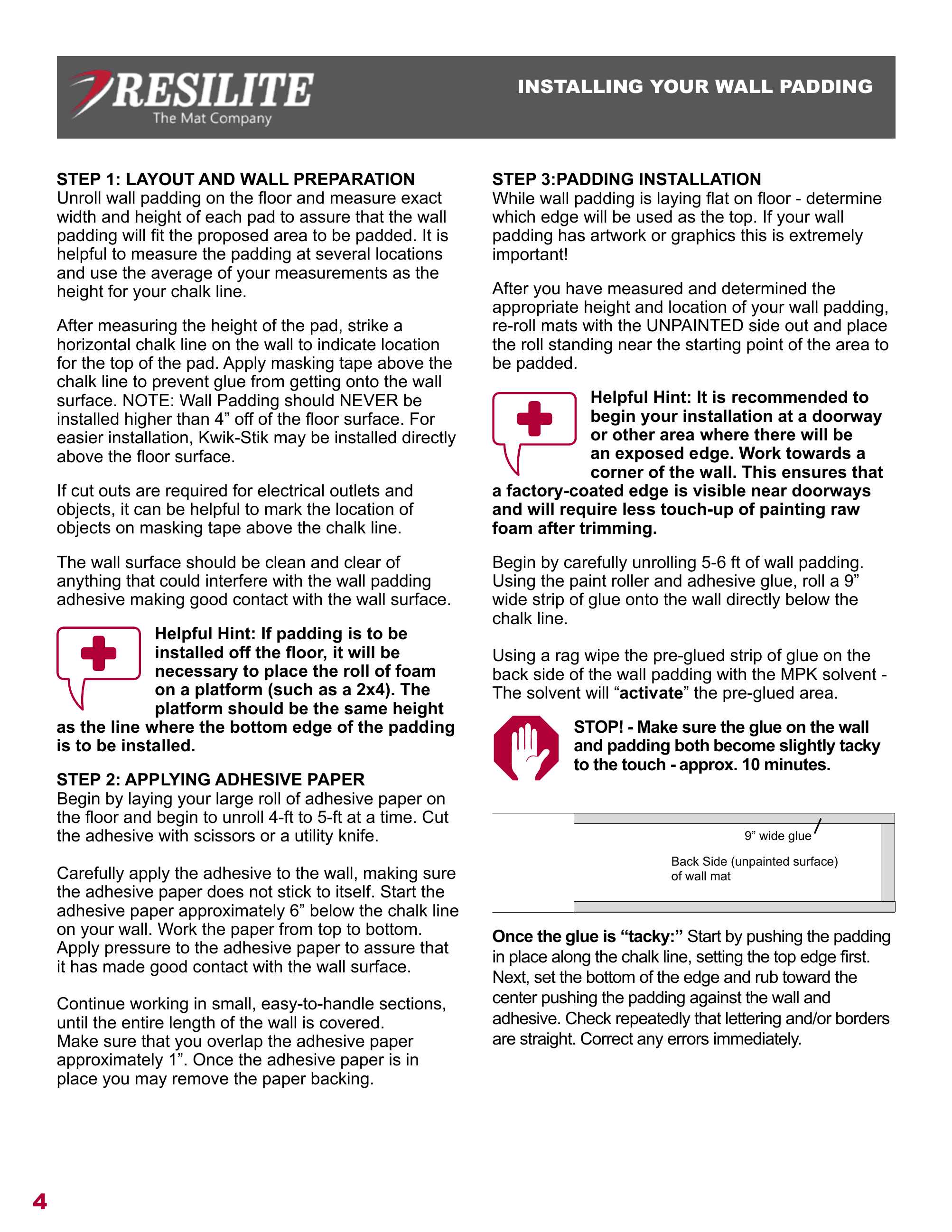 Resilite Sports Products, Inc., Catalogs, KWIKSTIK Wall Padding