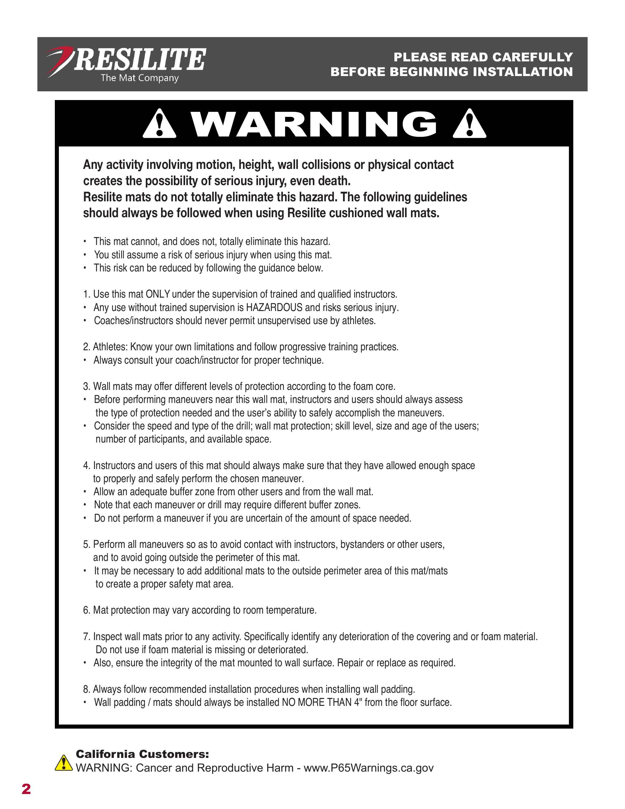 Resilite Sports Products, Inc., Catalogs, Liteweight Wall Padding