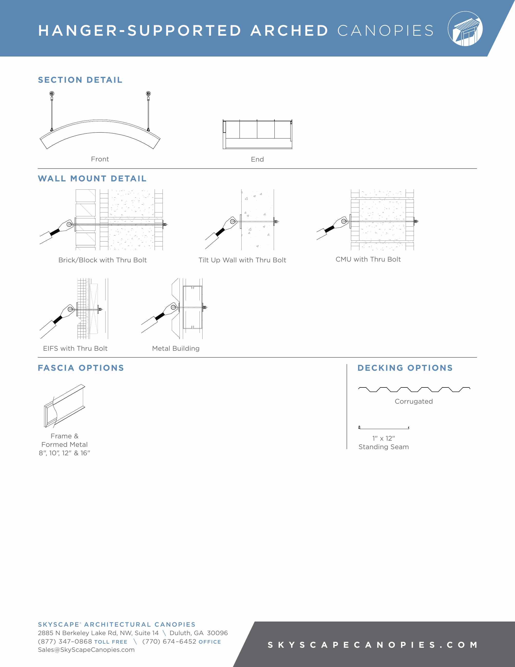 SKYSCAPE Architectural Canopies, Catalogs, SkyScape Hanger Supported ...