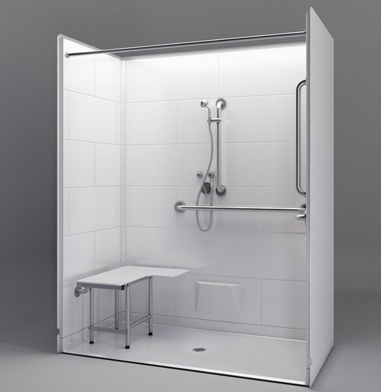 62 ⅝" x 32 ¼" Freedom ADA Roll-In Shower, CENTER Drain