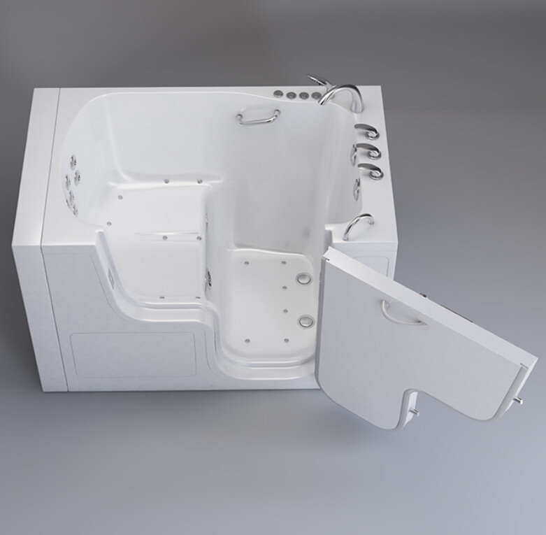 Freedom XXXL Walk in Bathtub, 36" x 55" Transfer Tub with Hydro Jets, Right drain
