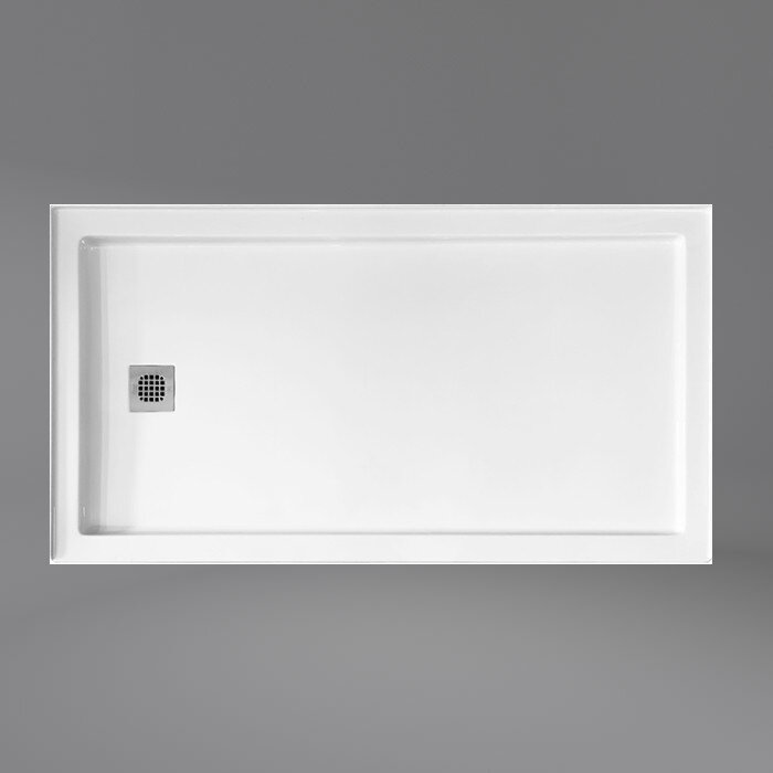 60" x 32" Easy Step Acrylic Shower Pan, Left drain
