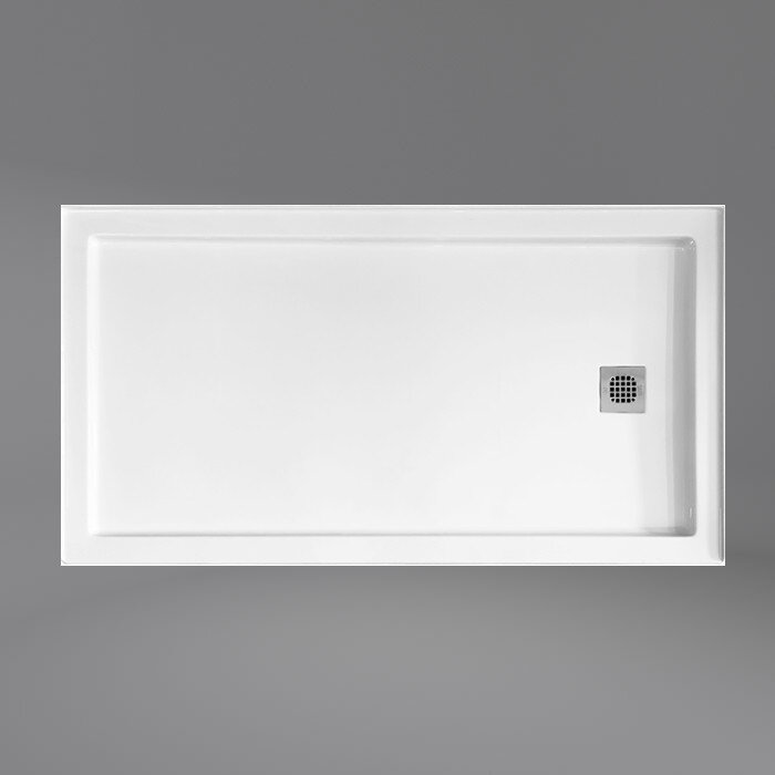 60" x 32" Easy Step Acrylic Shower Pan, Right drain